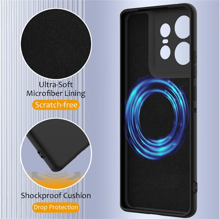 Für Motorola Edge 50 Pro 5G Hülle kompatibel mit MagSafe Anti-Drop Flüssigsilikon Handyhülle mit Schlüsselband - Schwarz