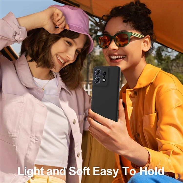 Für Motorola Edge 50 Pro 5G Hülle kompatibel mit MagSafe Anti-Drop Flüssigsilikon Handyhülle mit Schlüsselband - Schwarz