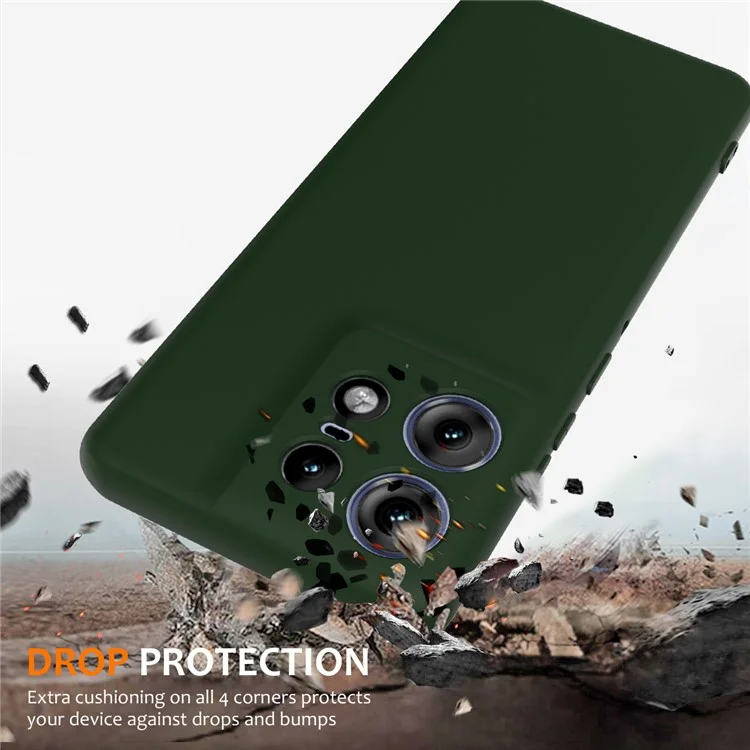 For Motorola Edge 50 Pro 5G Case Compatible with MagSafe Anti-Drop Liquid Silicone Phone Cover with Lanyard - Dark Green