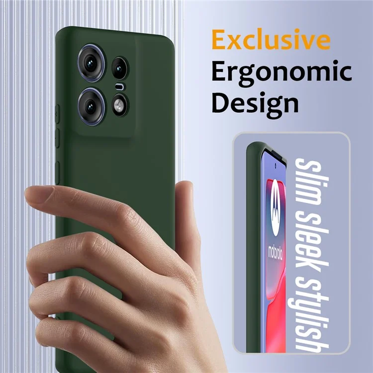 For Motorola Edge 50 Pro 5G Case Compatible with MagSafe Anti-Drop Liquid Silicone Phone Cover with Lanyard - Dark Green