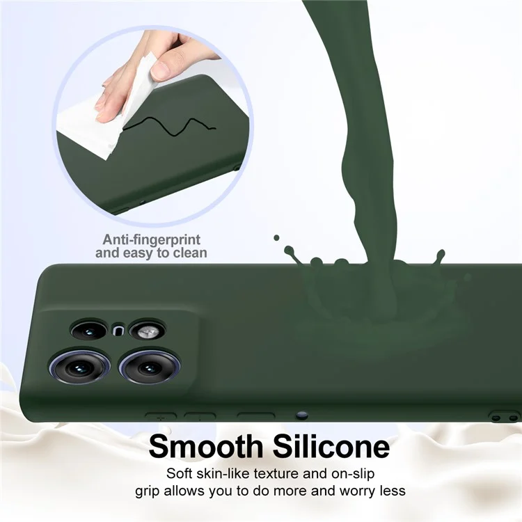 For Motorola Edge 50 Pro 5G Case Compatible with MagSafe Anti-Drop Liquid Silicone Phone Cover with Lanyard - Dark Green
