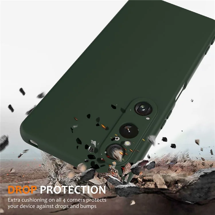 For Sony Xperia 1 VI Case Compatible with MagSafe Anti-Drop Liquid Silicone Phone Cover with Lanyard - Dark Green