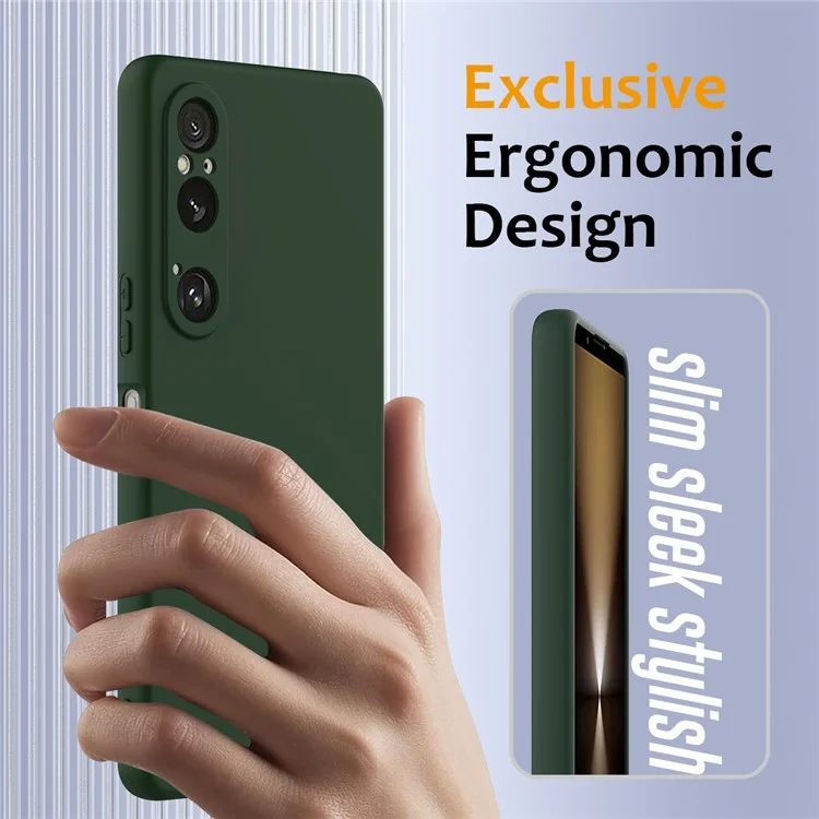 For Sony Xperia 1 VI Case Compatible with MagSafe Anti-Drop Liquid Silicone Phone Cover with Lanyard - Dark Green