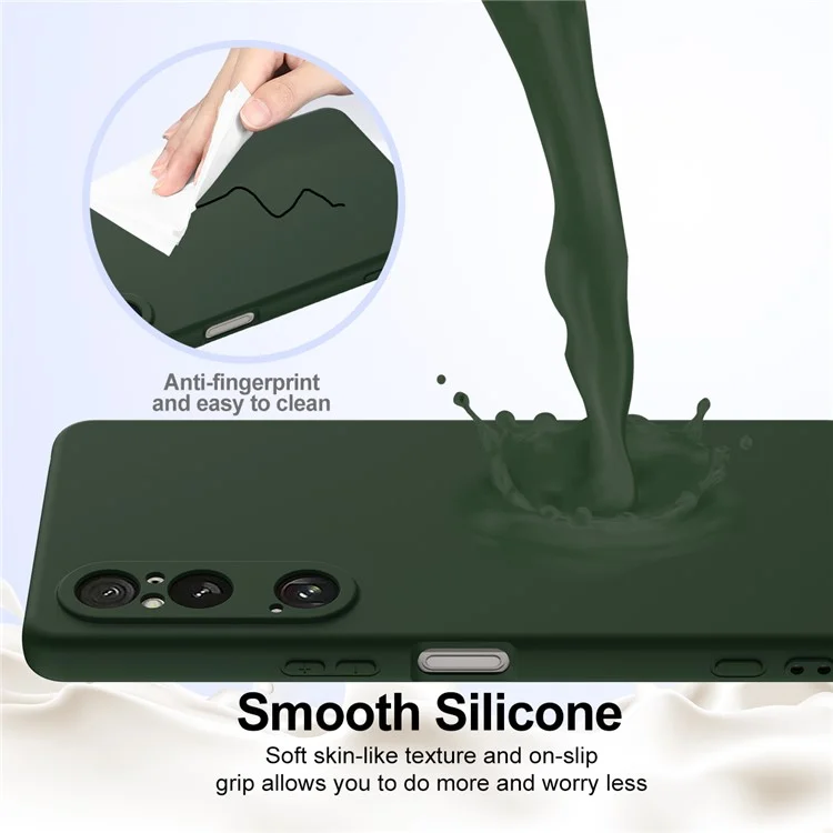 For Sony Xperia 1 VI Case Compatible with MagSafe Anti-Drop Liquid Silicone Phone Cover with Lanyard - Dark Green