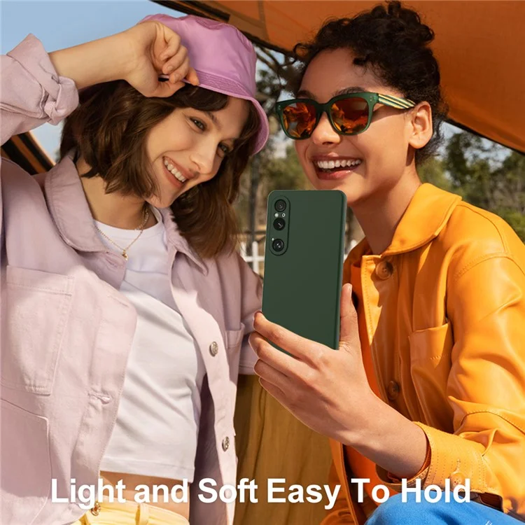 For Sony Xperia 1 VI Case Compatible with MagSafe Anti-Drop Liquid Silicone Phone Cover with Lanyard - Dark Green