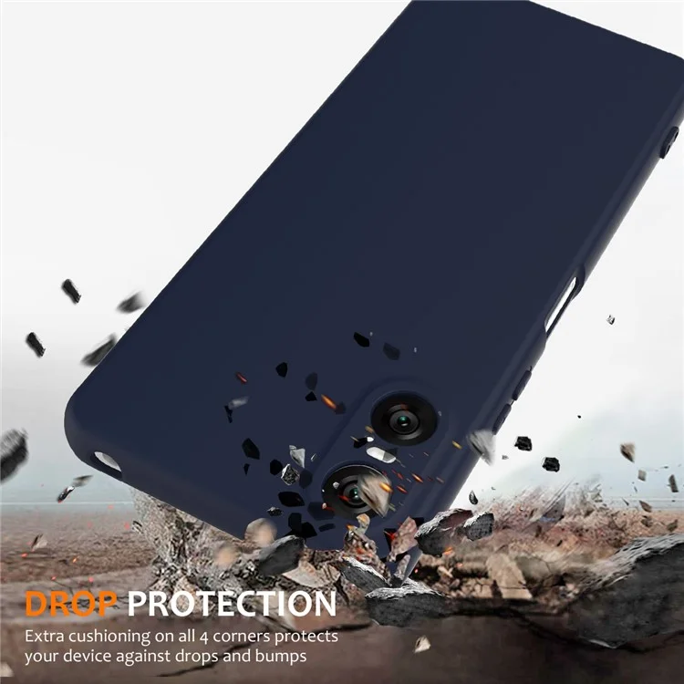 Für Sony Xperia 10 VI Hülle kompatibel mit MagSafe Anti-Drop Flüssigsilikon-Handyhülle mit Schlaufe - Dunkelblau