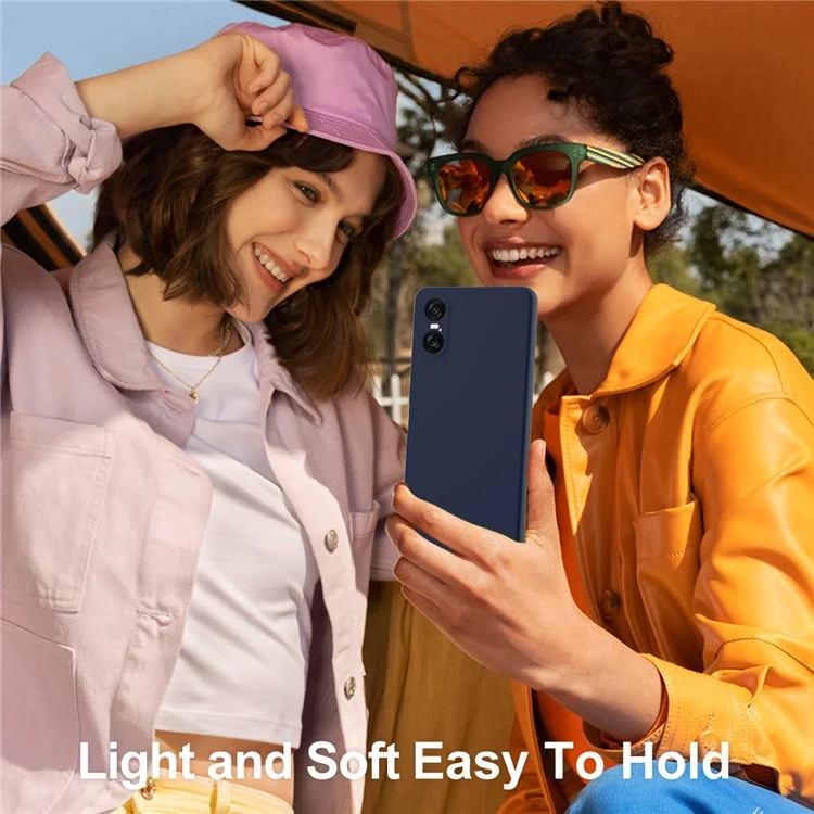 Für Sony Xperia 10 VI Hülle kompatibel mit MagSafe Anti-Drop Flüssigsilikon-Handyhülle mit Schlaufe - Dunkelblau