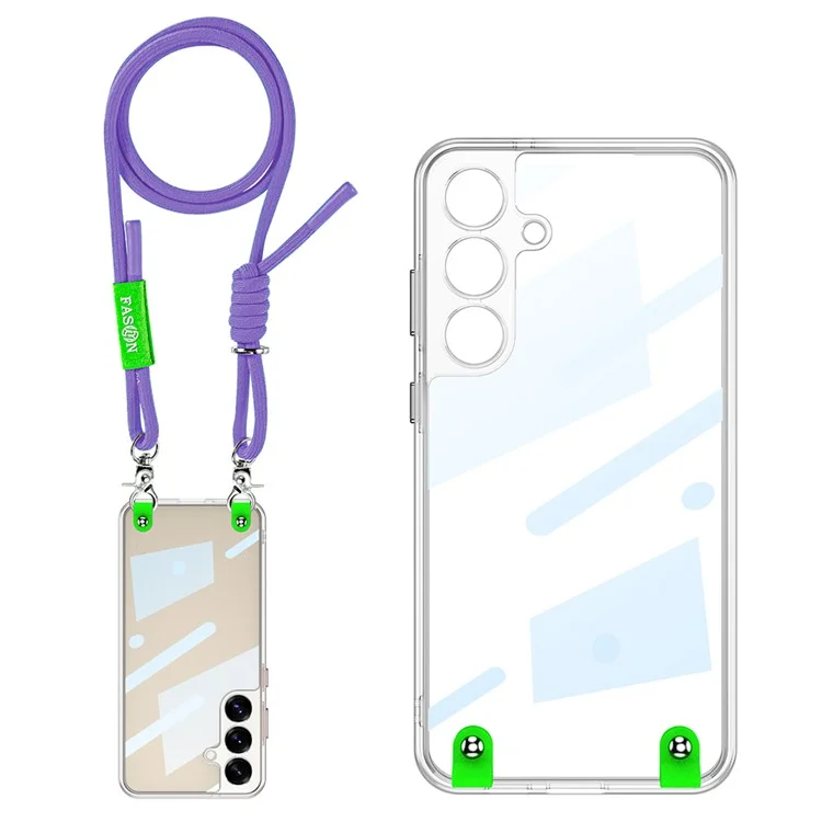 Custodia GKK per Samsung Galaxy S25, antiurto, in PC+TPU, cover trasparente con tracolla - Viola