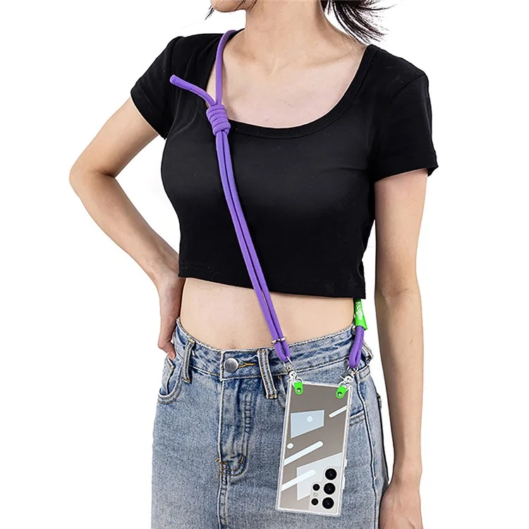 Custodia GKK per Samsung Galaxy S25, antiurto, in PC+TPU, cover trasparente con tracolla - Viola