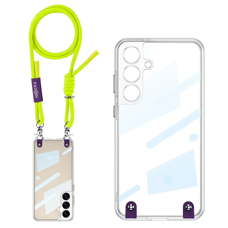 GKK For Samsung Galaxy S25 Case Anti Drop PC+TPU Clear Phone Cover with Shoulder Strap - Green