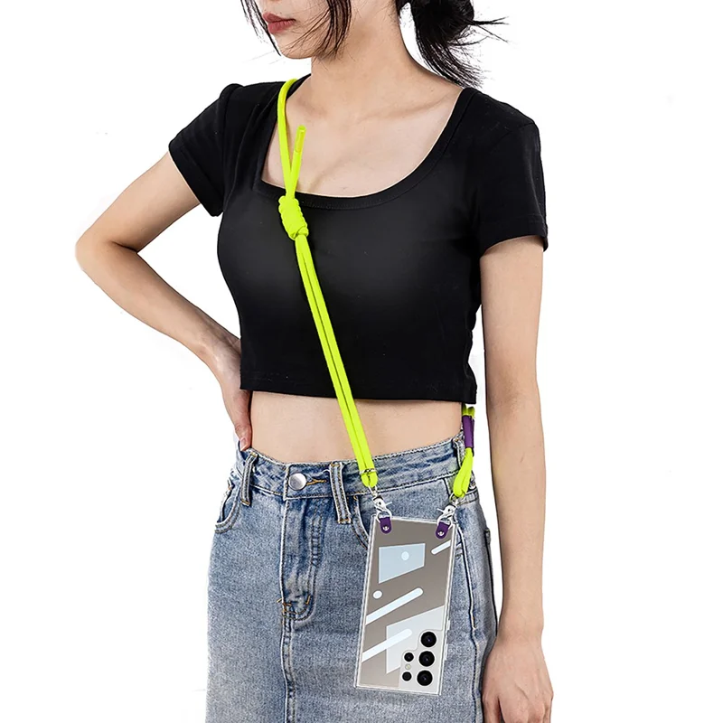 GKK For Samsung Galaxy S25 Case Anti Drop PC+TPU Clear Phone Cover with Shoulder Strap - Green