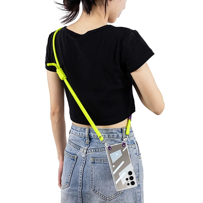 GKK For Samsung Galaxy S25 Case Anti Drop PC+TPU Clear Phone Cover with Shoulder Strap - Green