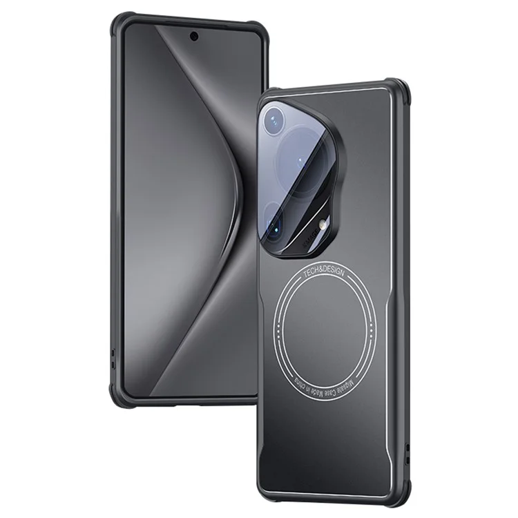 Capa para Huawei Pura 70 Ultra, estrutura em TPU, painel traseiro em metal, tampa do telefone com filme de lente de vidro integrado - Preto