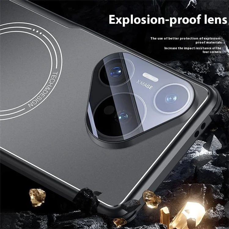 Capa para Huawei Pura 70, com estrutura em TPU, painel traseiro em metal e película de vidro integrada - Preta