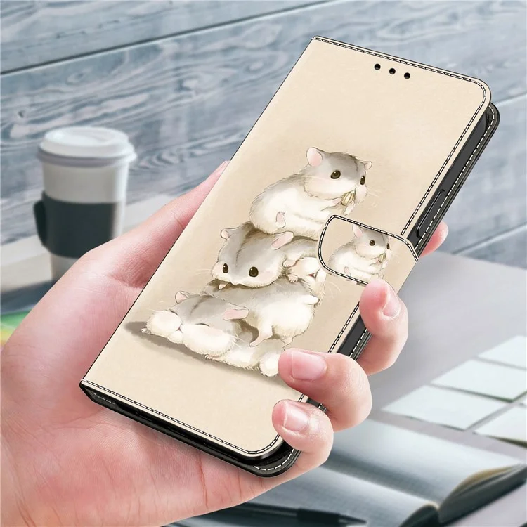 For iPhone 16 Pro Max Case Pattern Printing Anti-Drop Leather Flip Wallet Phone Cover - Stacking Squirrels