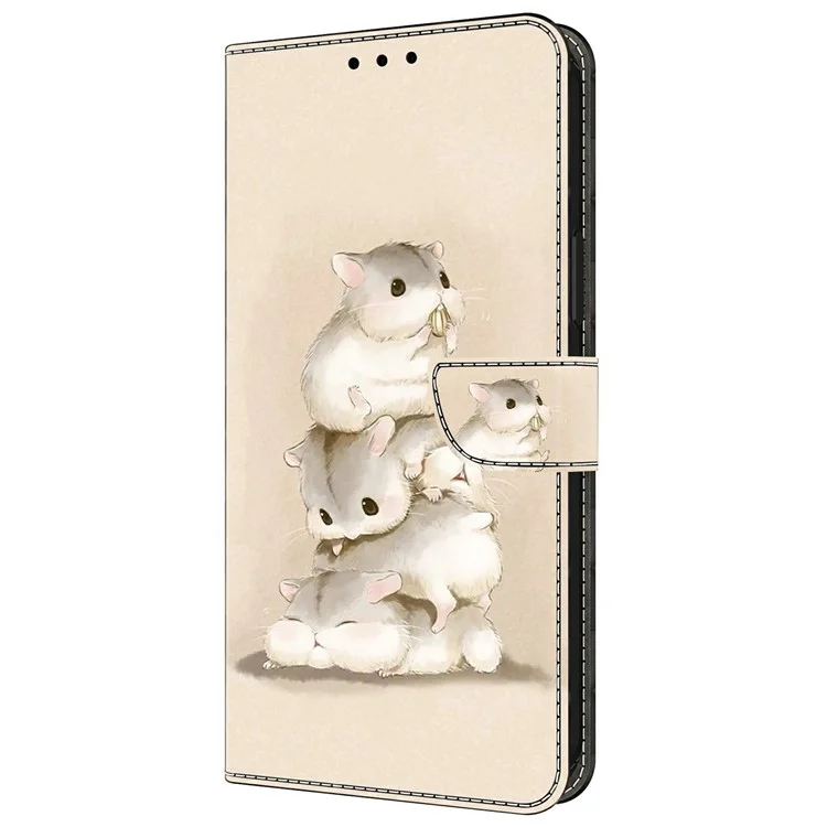 For iPhone 16 Pro Max Case Pattern Printing Anti-Drop Leather Flip Wallet Phone Cover - Stacking Squirrels