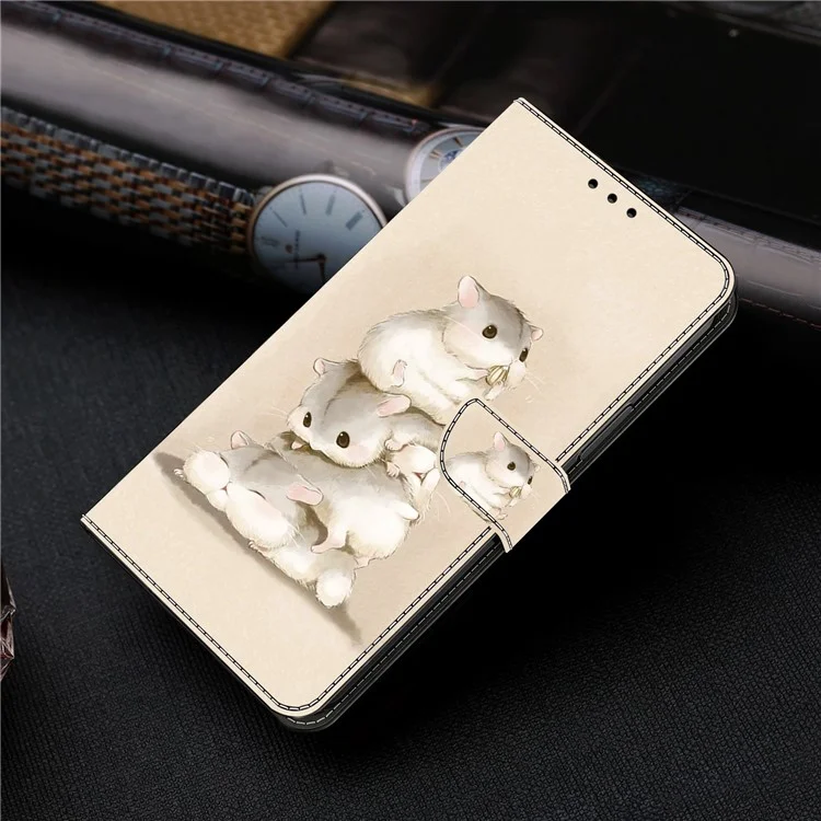 For iPhone 16 Pro Max Case Pattern Printing Anti-Drop Leather Flip Wallet Phone Cover - Stacking Squirrels