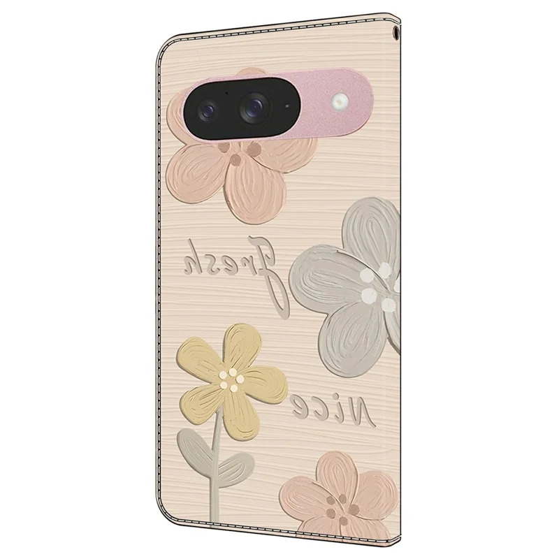 For Google Pixel 9 Pro  /  Pixel 9 Case Pattern Printing Anti-Drop Leather Flip Wallet Phone Cover - Fresh Flowers