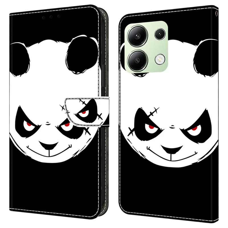 For Xiaomi Redmi Note 13 4G Case Pattern Printing Anti-Drop Leather Flip Wallet Phone Cover - Angry Panda