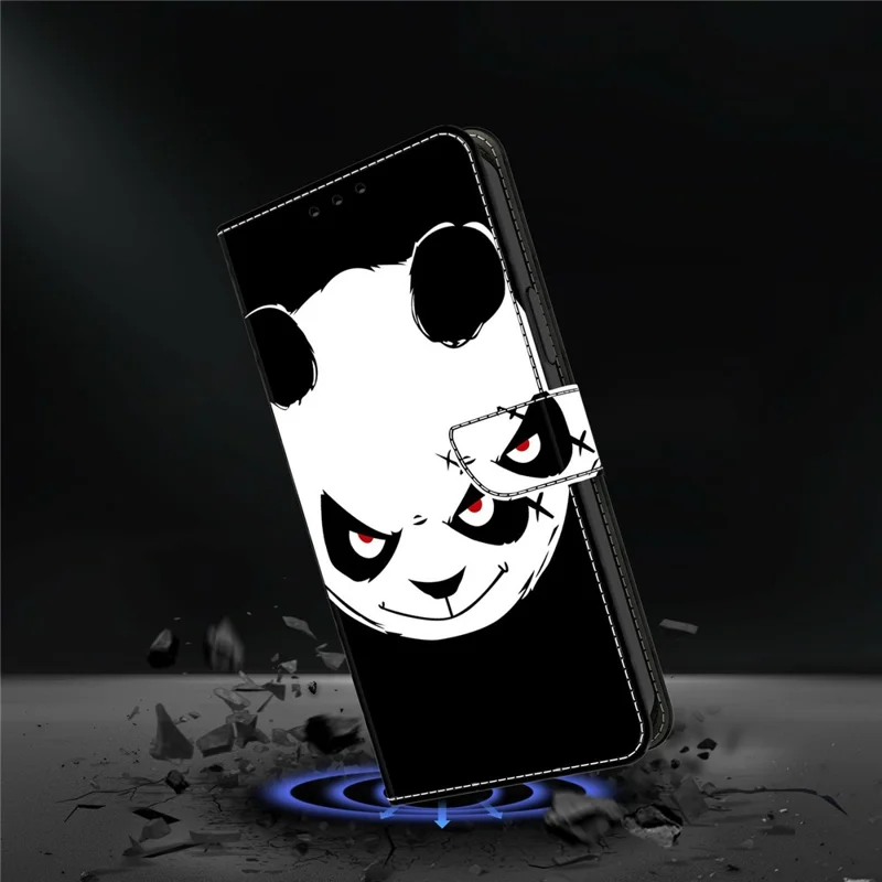 For Xiaomi Redmi Note 13 4G Case Pattern Printing Anti-Drop Leather Flip Wallet Phone Cover - Angry Panda