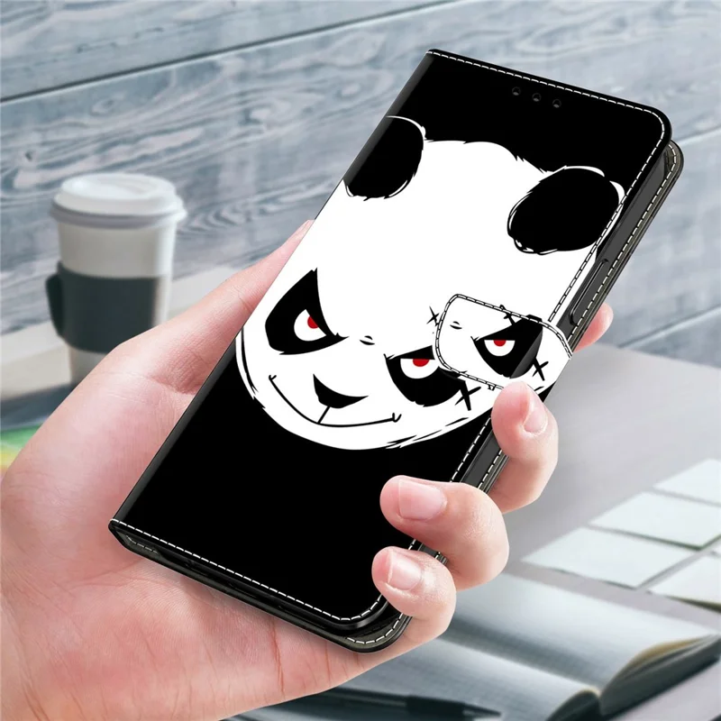For Xiaomi Redmi Note 13 4G Case Pattern Printing Anti-Drop Leather Flip Wallet Phone Cover - Angry Panda