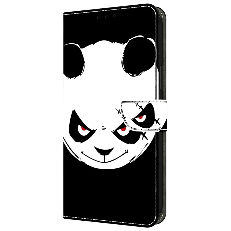 For Xiaomi Redmi Note 13 4G Case Pattern Printing Anti-Drop Leather Flip Wallet Phone Cover - Angry Panda