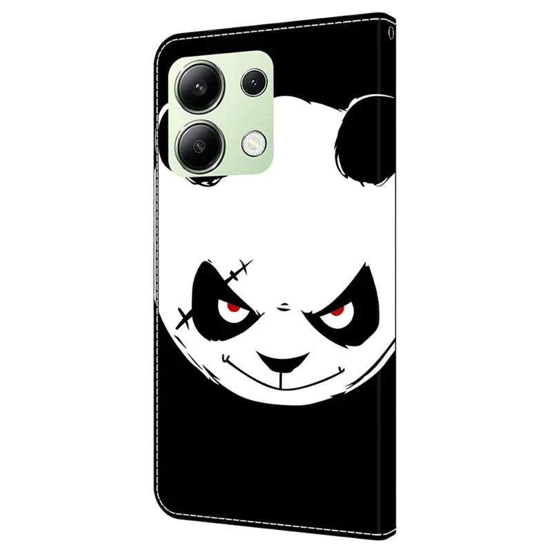For Xiaomi Redmi Note 13 4G Case Pattern Printing Anti-Drop Leather Flip Wallet Phone Cover - Angry Panda