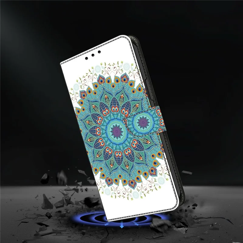 For Xiaomi Redmi Note 13 Pro 5G Case Pattern Printing Anti-Drop Leather Flip Wallet Phone Cover - Peacock