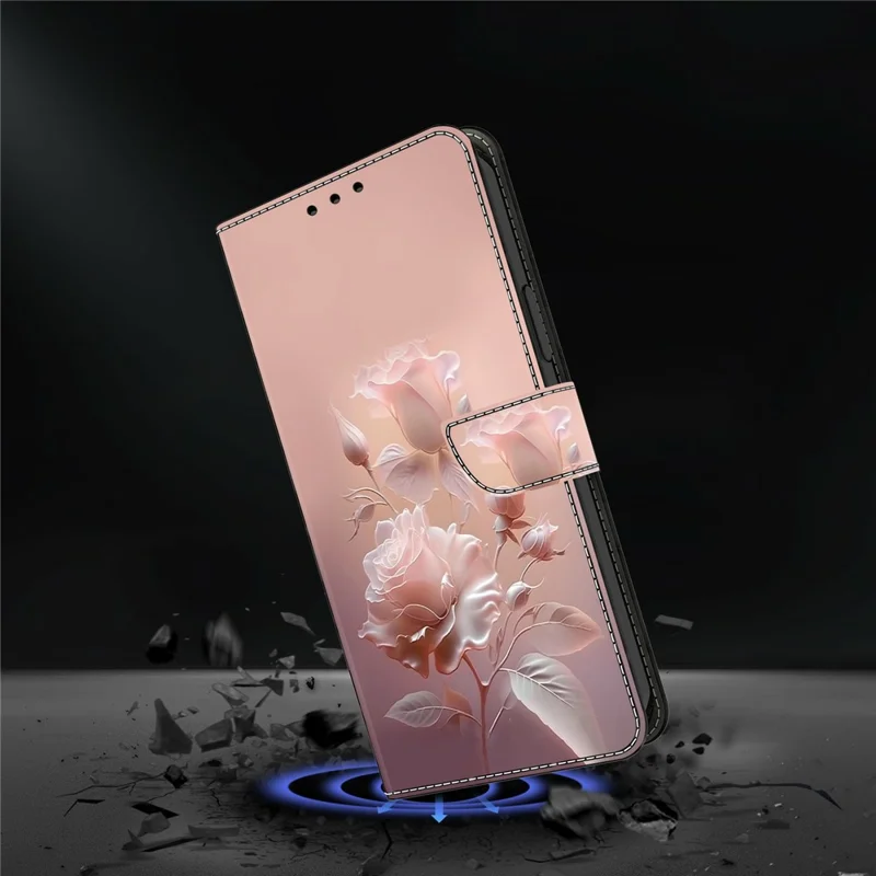 For Xiaomi Redmi Note 13 Pro 4G Case Pattern Printing Anti-Drop Leather Flip Wallet Phone Cover - Ceramic Rose