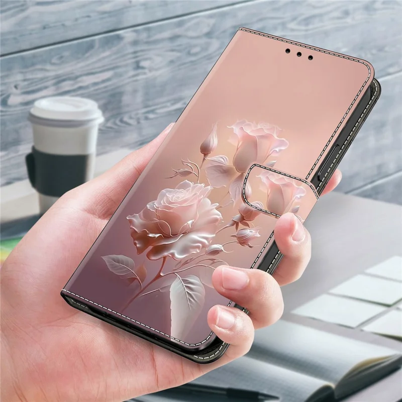For Xiaomi Redmi Note 13 Pro 4G Case Pattern Printing Anti-Drop Leather Flip Wallet Phone Cover - Ceramic Rose