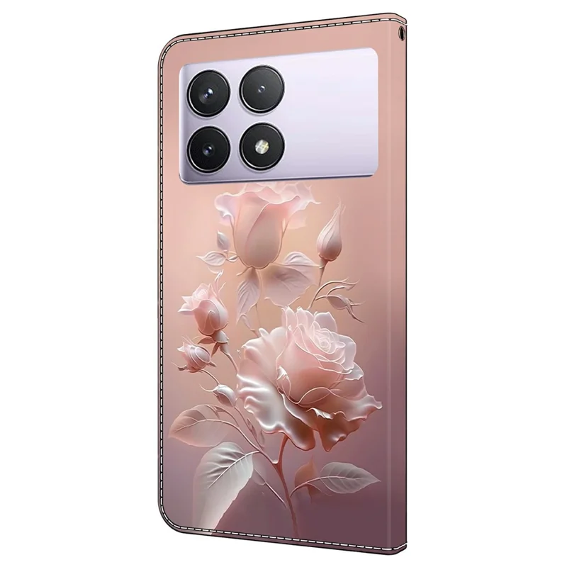 For Xiaomi Redmi Note 13 Pro 4G Case Pattern Printing Anti-Drop Leather Flip Wallet Phone Cover - Ceramic Rose