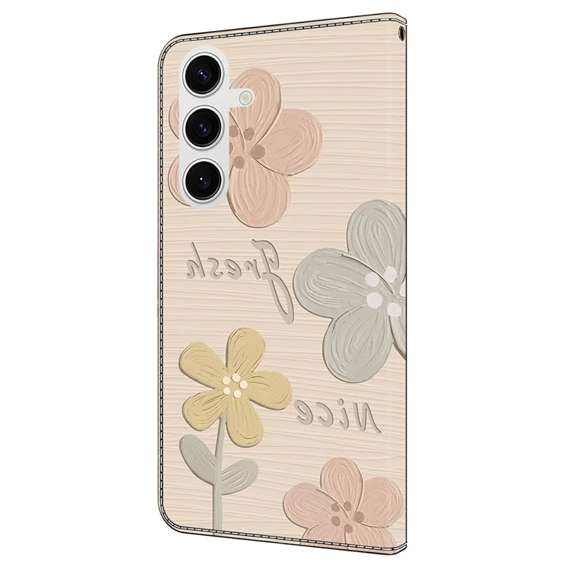 For Samsung Galaxy S25  /  S24 Case Pattern Printing Anti-Drop Leather Flip Wallet Phone Cover - Fresh Flowers