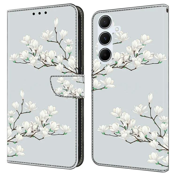 For Samsung Galaxy A15 5G  /  4G Case Pattern Printing Anti-Drop Leather Flip Wallet Phone Cover - Magnolia