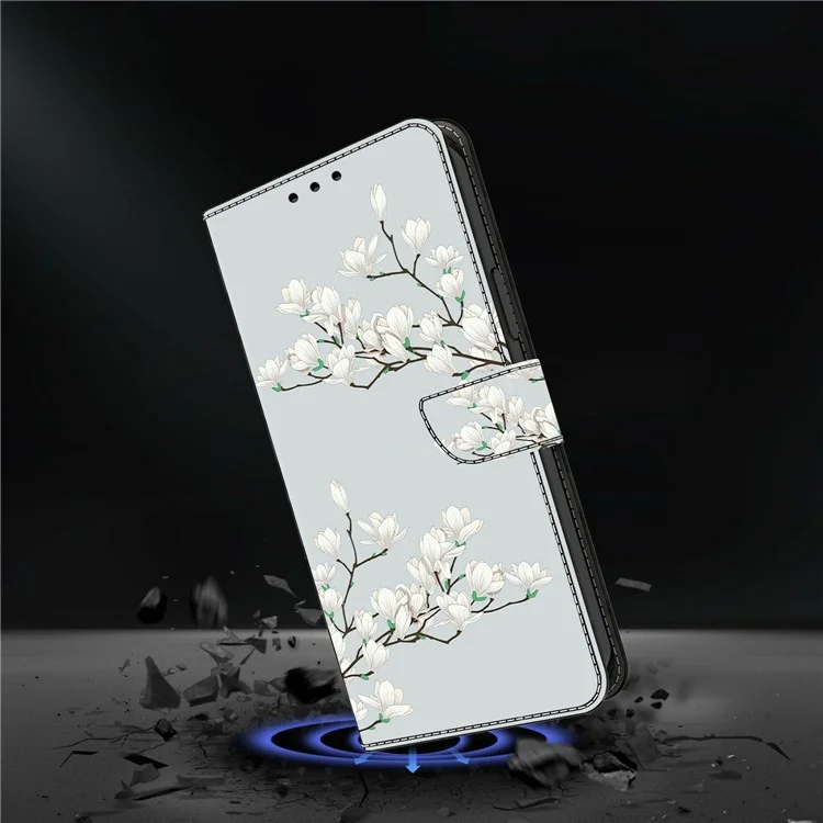 For Samsung Galaxy A15 5G  /  4G Case Pattern Printing Anti-Drop Leather Flip Wallet Phone Cover - Magnolia