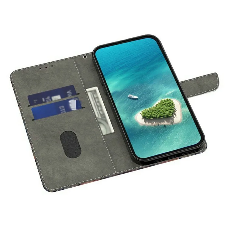 Coque pour Samsung Galaxy A25 5G (version mondiale) (161,0 x 76,5 x 8,3 mm) Motif d'impression antichute Portefeuille en cuir Housse de téléphone - Peinture à l'huile Fleurs violettes