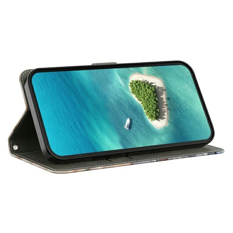 Coque pour Samsung Galaxy A25 5G (version mondiale) (161,0 x 76,5 x 8,3 mm) Motif d'impression antichute Portefeuille en cuir Housse de téléphone - Peinture à l'huile Fleurs violettes