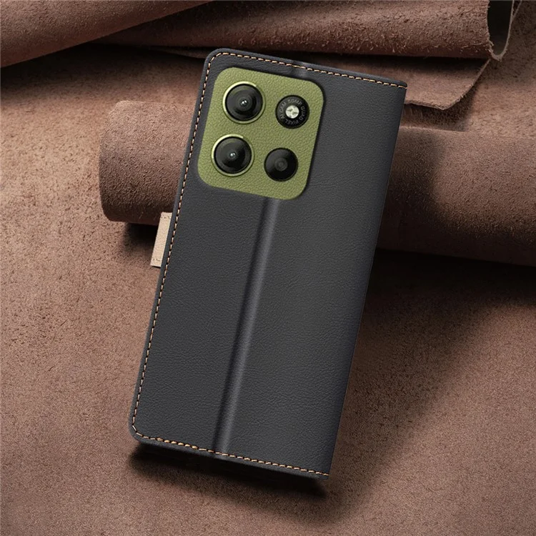 BINFEN COLOR BF33 per Motorola Moto G15 4G Custodia in pelle con colore intrecciato RFID Blocking - Nero