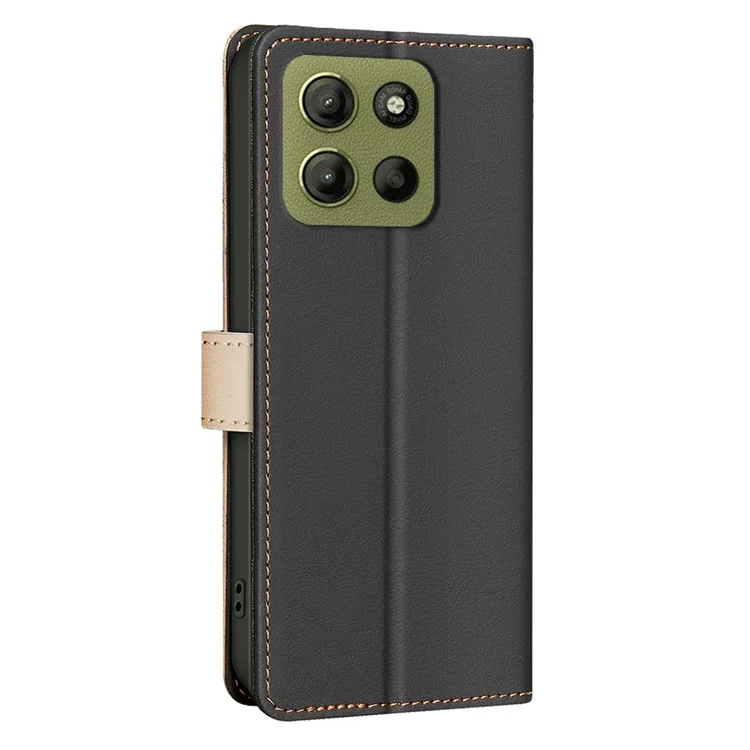 BINFEN COLOR BF33 per Motorola Moto G15 4G Custodia in pelle con colore intrecciato RFID Blocking - Nero