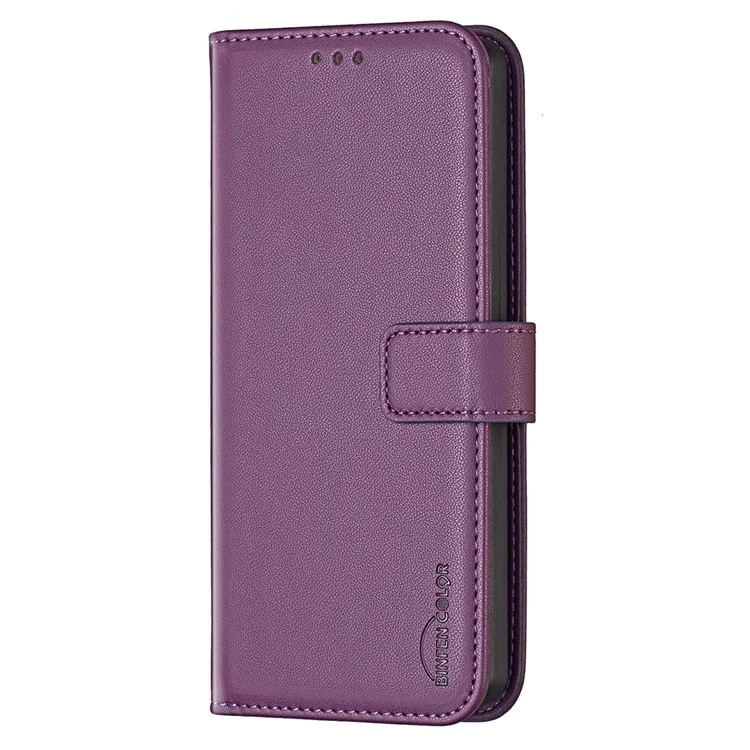 BINFEN COLOR BF17 Geldbörse Folio Flip Lederhülle für Motorola Moto G15 4G - Dunkelviolett