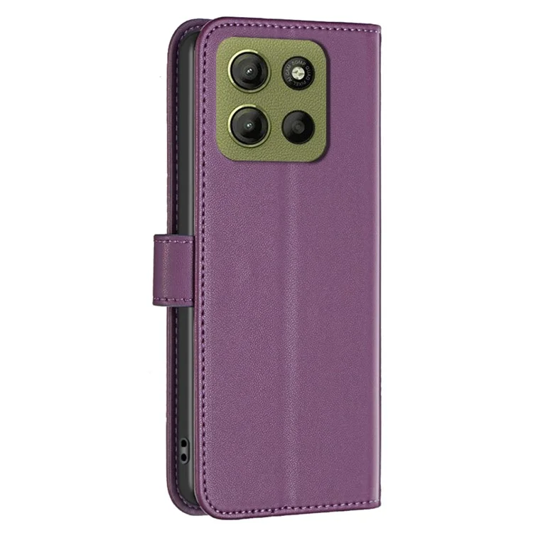 BINFEN COLOR BF17 Geldbörse Folio Flip Lederhülle für Motorola Moto G15 4G - Dunkelviolett