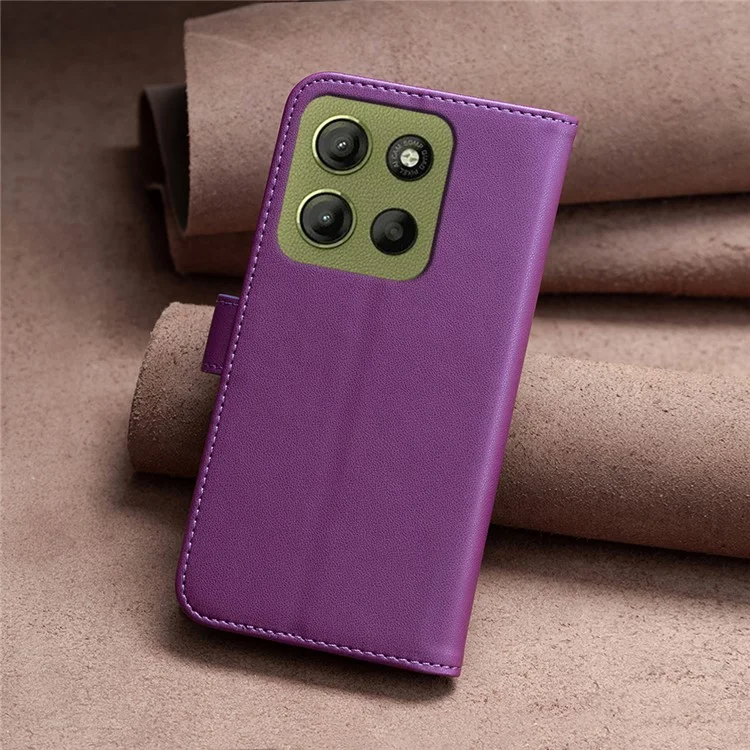 BINFEN COLOR BF17 Geldbörse Folio Flip Lederhülle für Motorola Moto G15 4G - Dunkelviolett