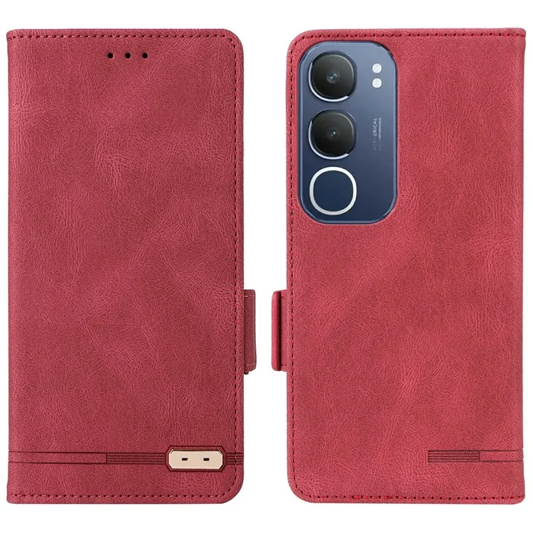 Funda de cuero con tapa y cartera para vivo Y19s 4G con decoración de hardware - Rosa
