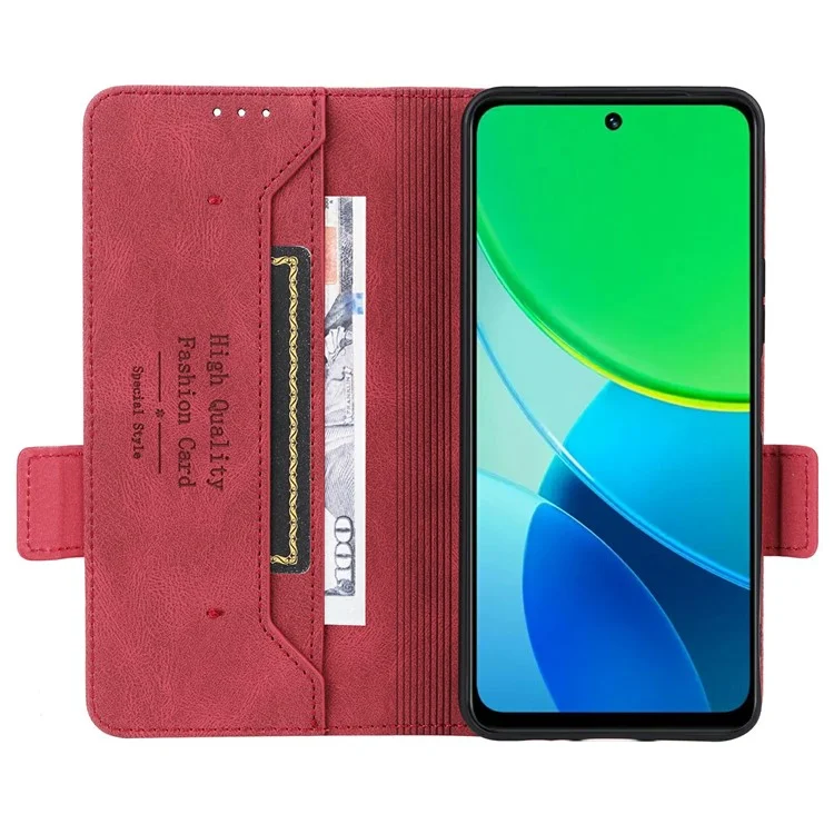 Funda de cuero con tapa y cartera para vivo Y19s 4G con decoración de hardware - Rosa