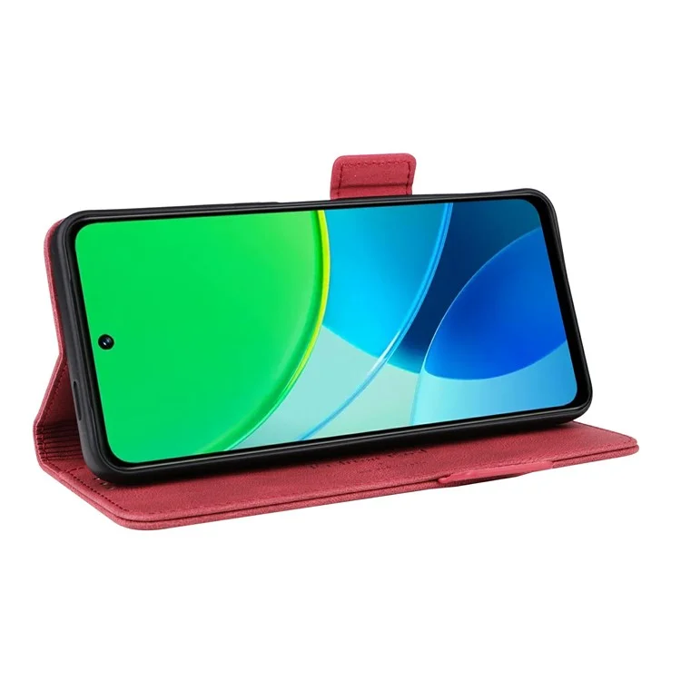 Funda de cuero con tapa y cartera para vivo Y19s 4G con decoración de hardware - Rosa