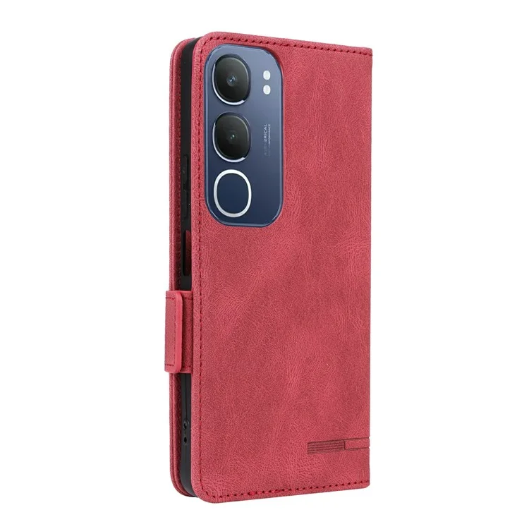 Funda de cuero con tapa y cartera para vivo Y19s 4G con decoración de hardware - Rosa