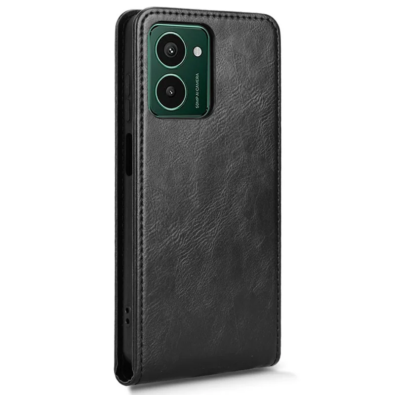 Leather Case for HMD Pulse Pro / Pulse+ / Pulse Card Slot Magnetic Vertical Flip Phone Cover - Black