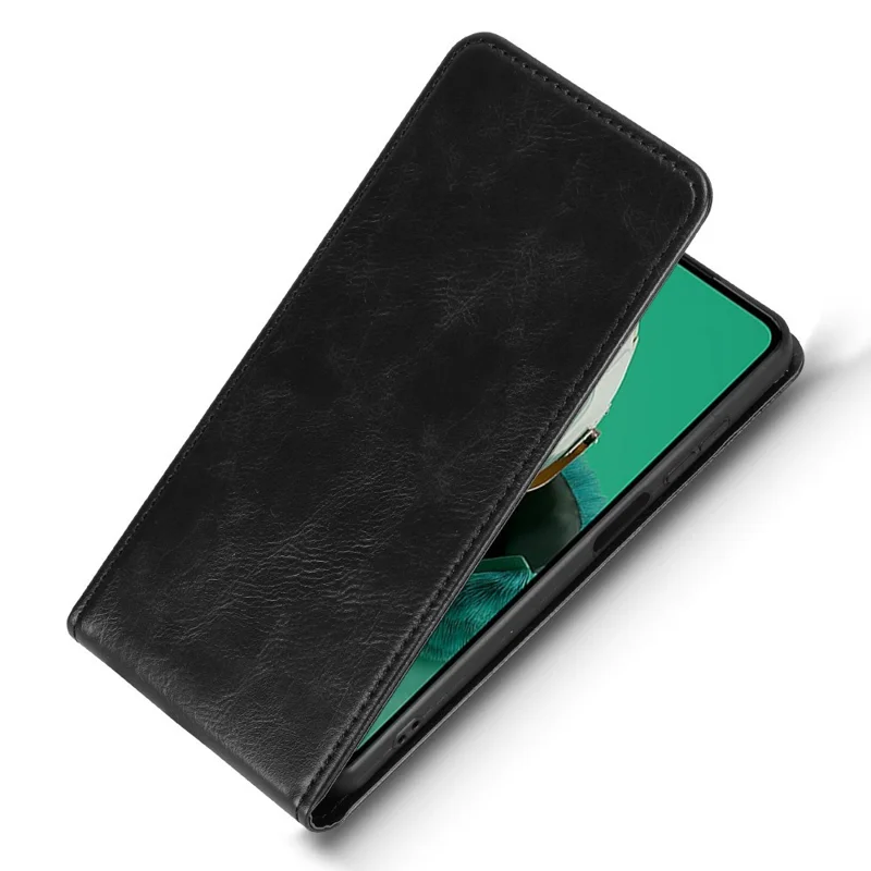 Leather Case for HMD Pulse Pro / Pulse+ / Pulse Card Slot Magnetic Vertical Flip Phone Cover - Black