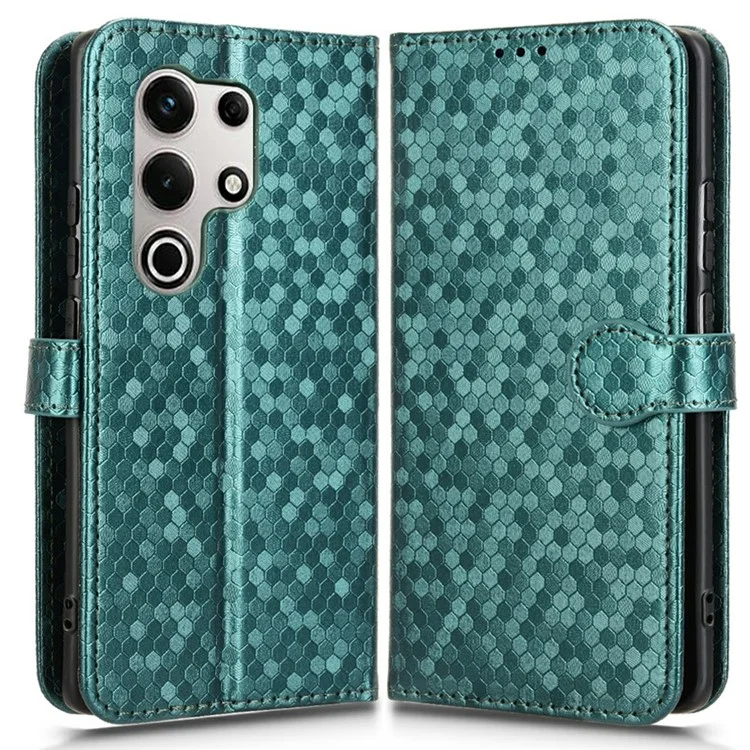 Для itel S25 Ultra Wallet Case Dot Pattern Imprint PU Leather Phone Cover - Зеленый