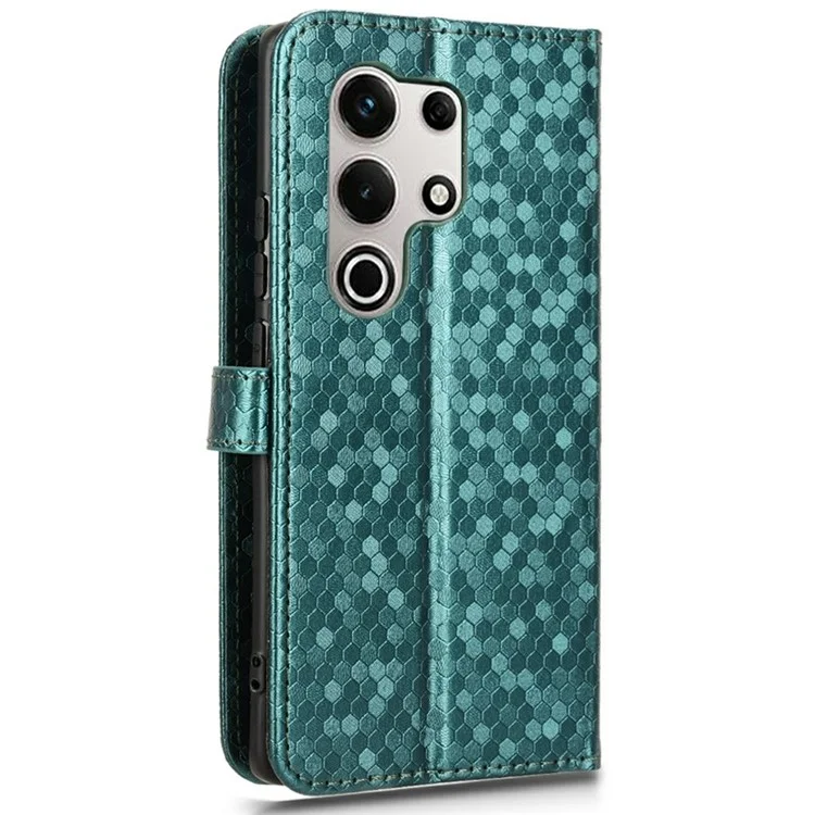 Для itel S25 Ultra Wallet Case Dot Pattern Imprint PU Leather Phone Cover - Зеленый