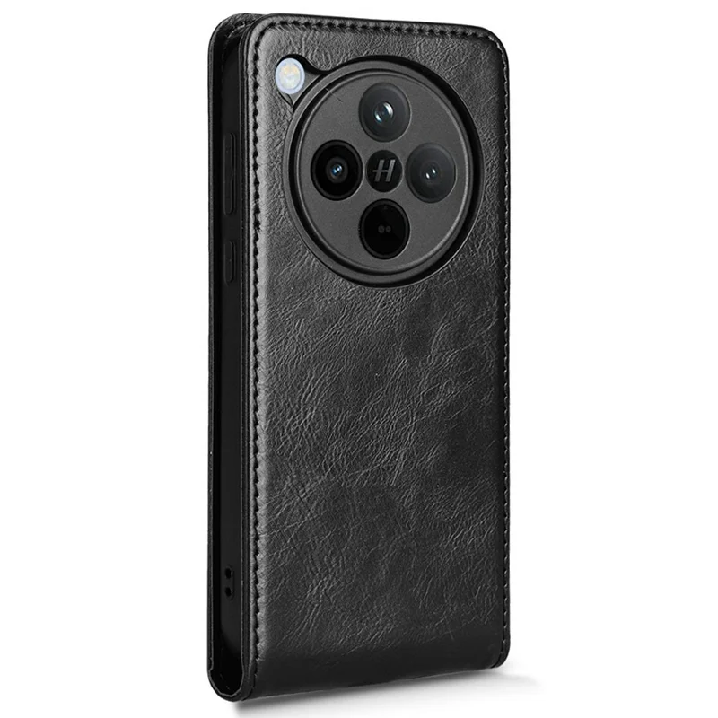 For Oppo Find X8 Pro 5G Case with Card Slot Magnetic Vertical Flip Leather Phone Cover - Black